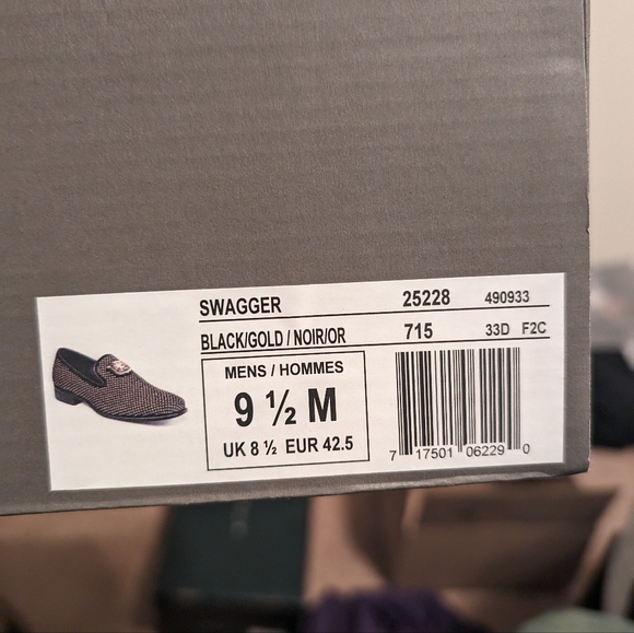 Black and gold Stacy Adams loafers - Picture 2 of 7